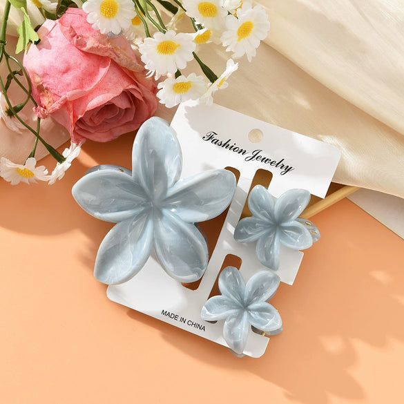 Plumeria Hairpin Set Women's Simple Style Baking Paint Ripple Flower Gripper Hair Accessories
