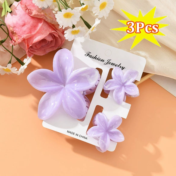 Plumeria Hairpin Set Women's Simple Style Baking Paint Ripple Flower Gripper Hair Accessories