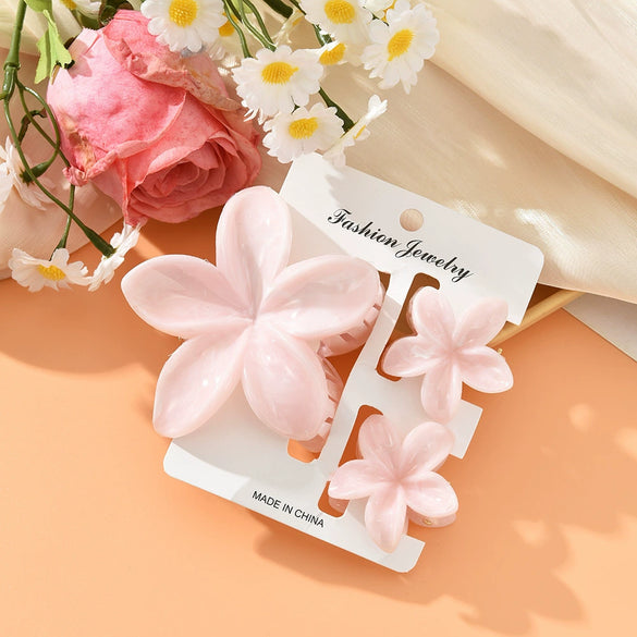 Plumeria Hairpin Set Women's Simple Style Baking Paint Ripple Flower Gripper Hair Accessories