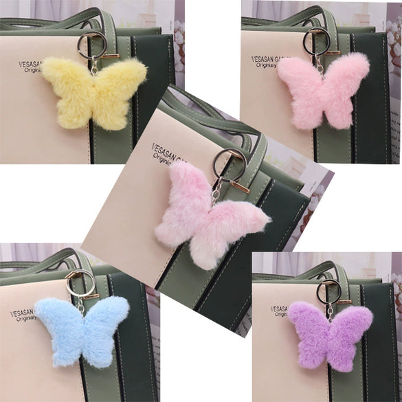Plush Butterfly Keychain Pendant Cute Cartoon Bag Doll Decoration Hanging Accessories