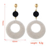 Plush Button Geometric Circle Metal Electroplated Earrings For Women