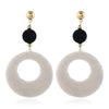 Plush Button Geometric Circle Metal Electroplated Earrings For Women
