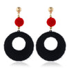 Plush Button Geometric Circle Metal Electroplated Earrings For Women