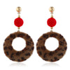 Plush Button Geometric Circle Metal Electroplated Earrings For Women