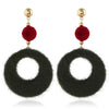 Plush Button Geometric Circle Metal Electroplated Earrings For Women