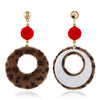 Plush Button Geometric Circle Metal Electroplated Earrings For Women
