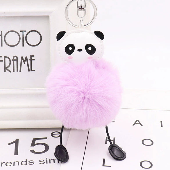 Plush Cute Panda Fur Ball Keychain Pendant For Women