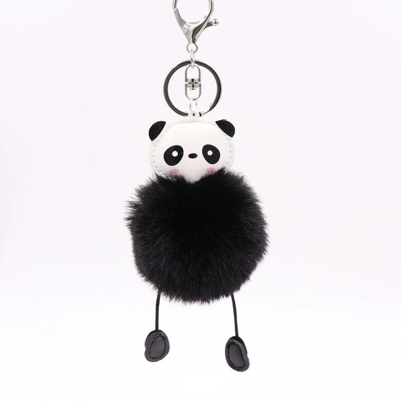 Plush Cute Panda Fur Ball Keychain Pendant For Women