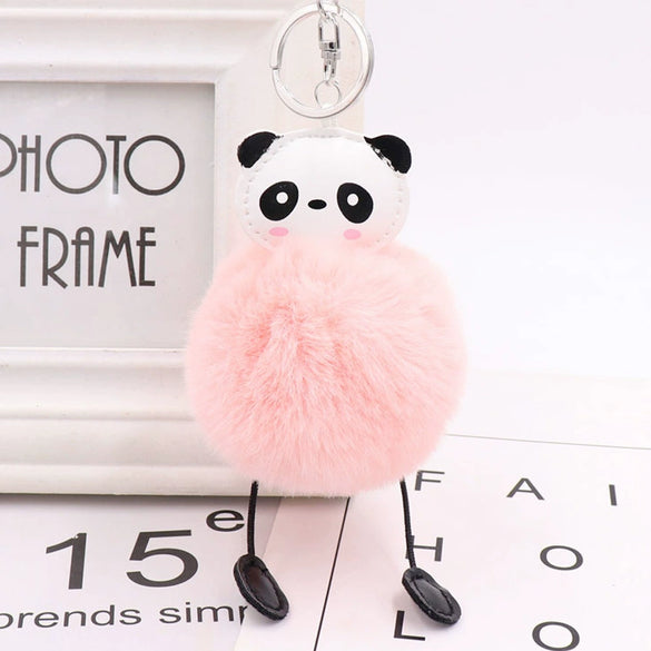 Plush Cute Panda Fur Ball Keychain Pendant For Women