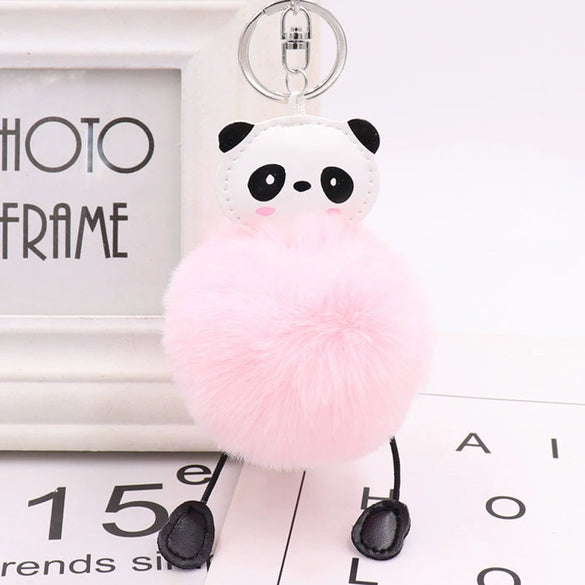 Plush Cute Panda Fur Ball Keychain Pendant For Women