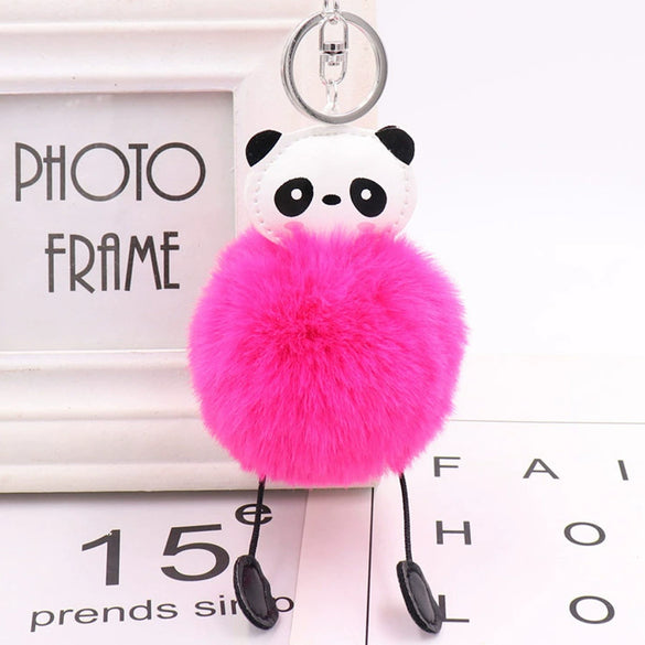 Plush Cute Panda Fur Ball Keychain Pendant For Women