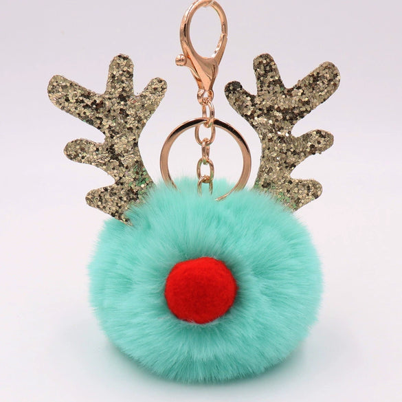 Plush Elk Antler Sequined Keychain For Women