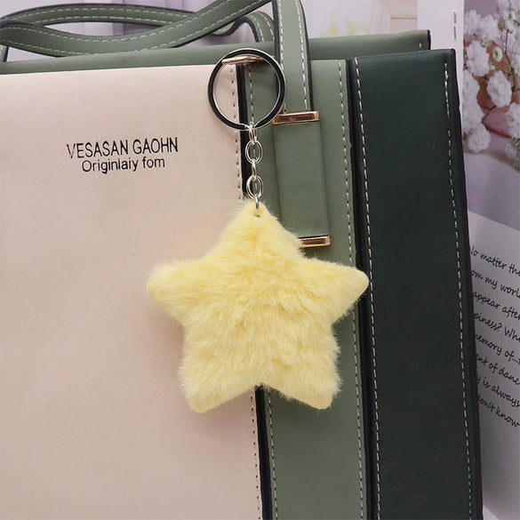 Plush Fivepointed Star Keychain Pendant Cute Cartoon Bag Doll Decoration Hanging Accessories