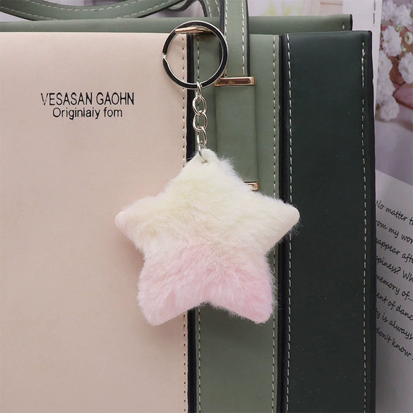 Plush Fivepointed Star Keychain Pendant Cute Cartoon Bag Doll Decoration Hanging Accessories