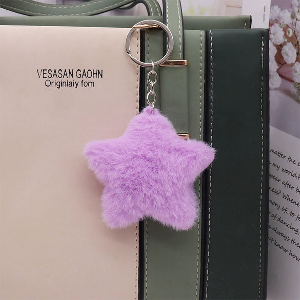 Plush Fivepointed Star Keychain Pendant Cute Cartoon Bag Doll Decoration Hanging Accessories