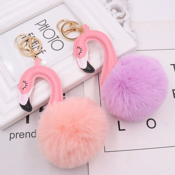 Plush Flamingo Keychain For Women
