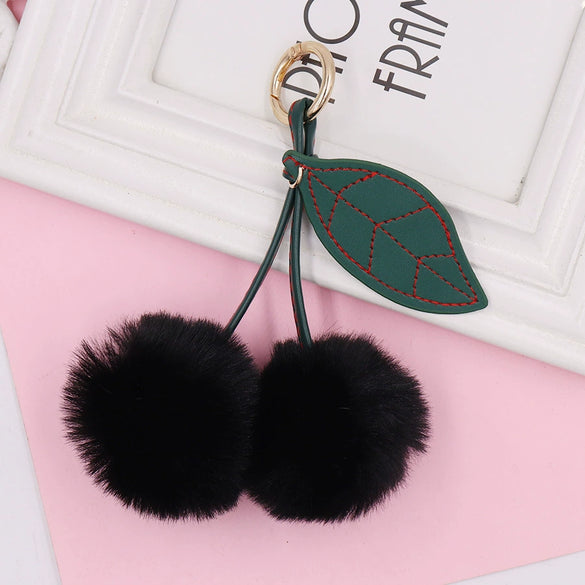 Plush Fruit Cherry Keychain Bag Pendant Car Key Pendant
