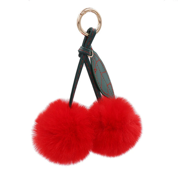 Plush Fruit Cherry Keychain Bag Pendant Car Key Pendant