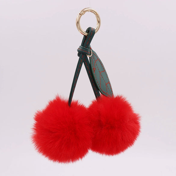 Plush Fruit Cherry Keychain Bag Pendant Car Key Pendant