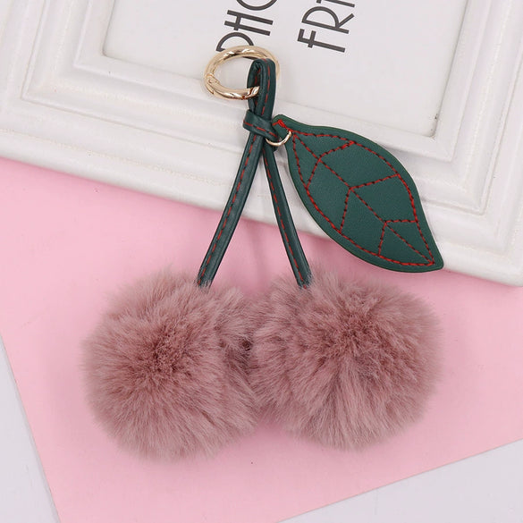 Plush Fruit Cherry Keychain For Women
