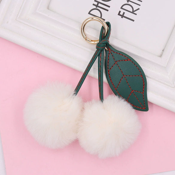 Plush Fruit Cherry Keychain For Women