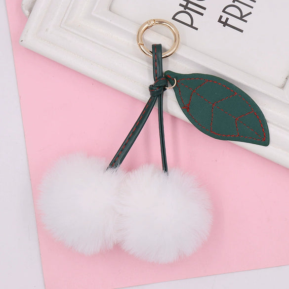 Plush Fruit Cherry Keychain For Women