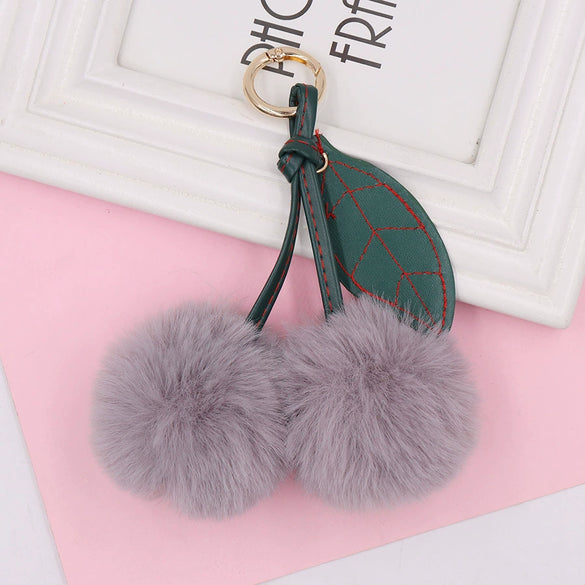 Plush Fruit Cherry Keychain For Women