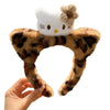 Plush Headband Cute Cartoon Leopard Print Cat Ears Handmade Hair Accessories Unisex