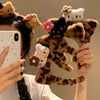 Plush Headband Cute Cartoon Leopard Print Cat Ears Handmade Hair Accessories Unisex
