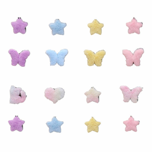 Plush Heart Keychain Pendant For Ladies With Butterfly Kitten Star Design