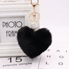 Plush Heart Shaped Keychain Pendant With Diamond Ball And Imitation Rex Rabbit Fur