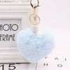 Plush Heart Shaped Keychain Pendant With Diamond Ball And Imitation Rex Rabbit Fur