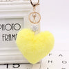 Plush Heart Shaped Keychain Pendant With Diamond Ball And Imitation Rex Rabbit Fur