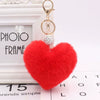 Plush Heart Shaped Keychain Pendant With Diamond Ball And Imitation Rex Rabbit Fur