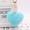 Plush Heart Shaped Keychain Pendant With Diamond Ball And Imitation Rex Rabbit Fur