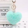 Plush Heart Shaped Keychain Pendant With Diamond Ball And Imitation Rex Rabbit Fur