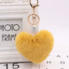 Plush Heart Shaped Keychain Pendant With Diamond Ball And Imitation Rex Rabbit Fur