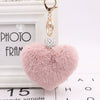 Plush Heart Shaped Keychain Pendant With Diamond Ball And Imitation Rex Rabbit Fur