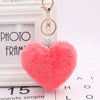 Plush Heart Shaped Keychain Pendant With Diamond Ball And Imitation Rex Rabbit Fur
