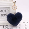 Plush Heart Shaped Keychain Pendant With Diamond Ball And Imitation Rex Rabbit Fur