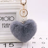 Plush Heart Shaped Keychain Pendant With Diamond Ball And Imitation Rex Rabbit Fur