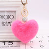 Plush Heart Shaped Keychain Pendant With Diamond Ball And Imitation Rex Rabbit Fur