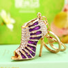 Plush Highheeled Shoes Pattern Metal Keychain With Diamond Encrustment