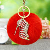 Plush Highheeled Shoes Pattern Metal Keychain With Diamond Encrustment