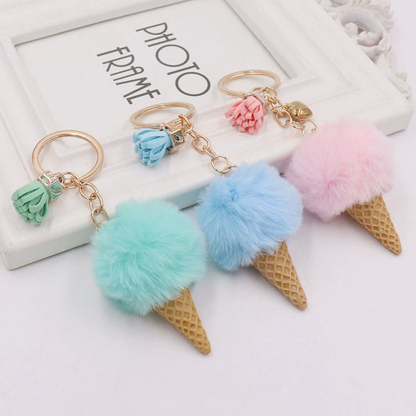 Plush Ice Cream Key Chain Bag Pendant Accessories