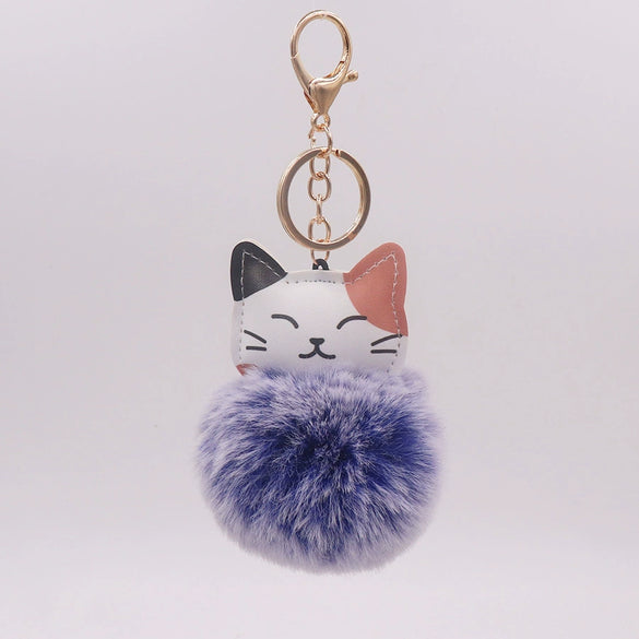 Plush Kitten Fur Ball Keychain Cartoon Cat Doll Pendant Luggage Ornament