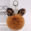 Plush Leopard Print Ears Fur Ball Keychain For Women's Bags And Cars