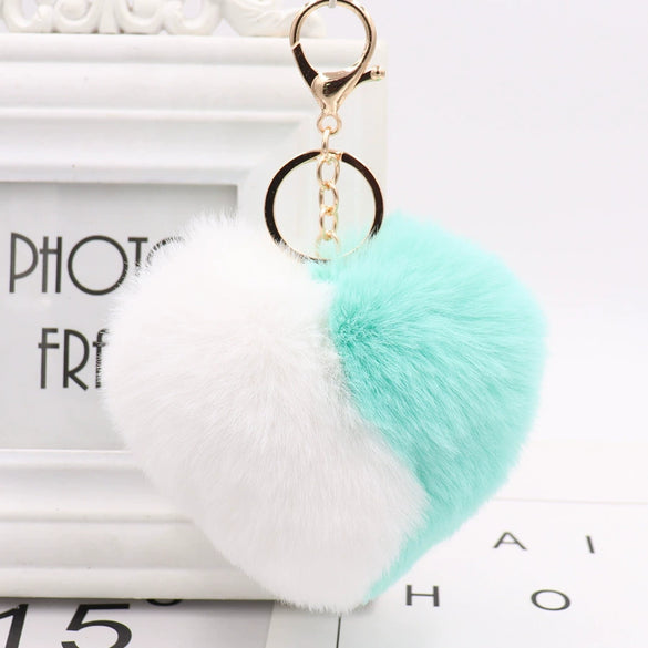 Plush Love Bag Pendant Heart Shaped Keychain In Modern Art Style