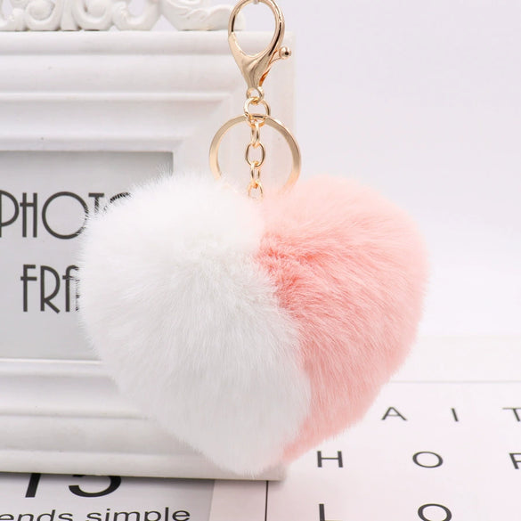 Plush Love Bag Pendant Heart Shaped Keychain In Modern Art Style