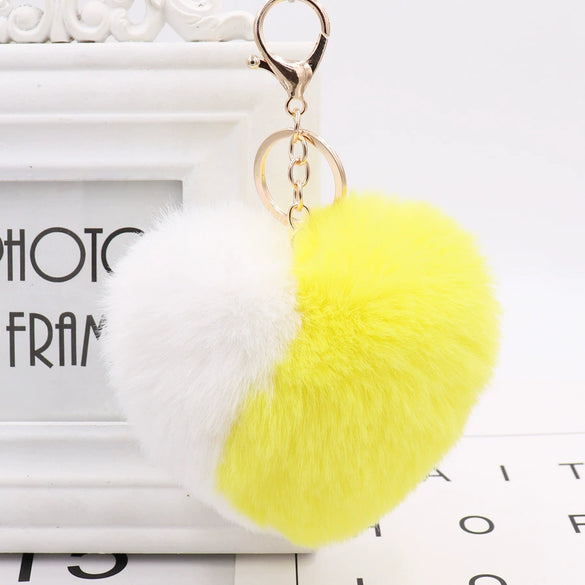 Plush Love Bag Pendant Heart Shaped Keychain In Modern Art Style